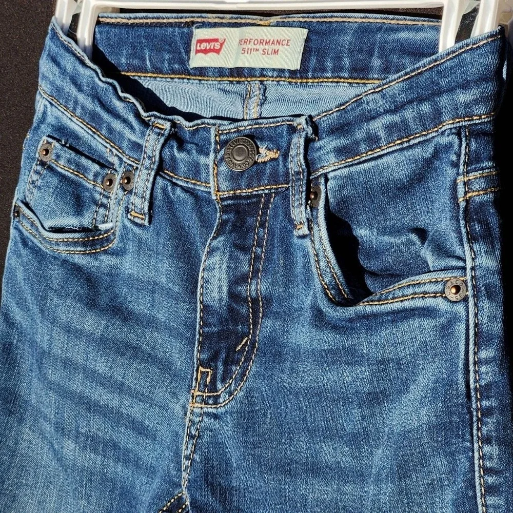 Levi's 511 Performance Boys Size 8 Regular Slim Fit Blue Stretch Jeans